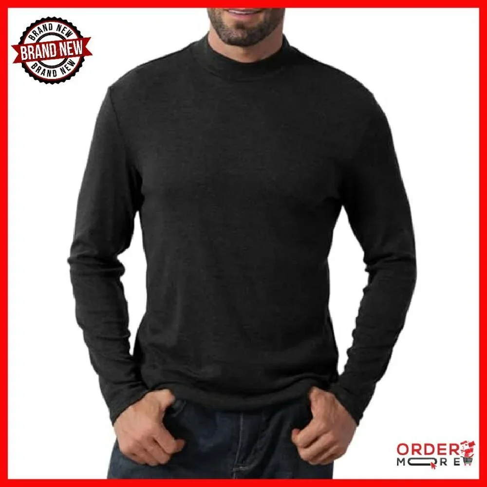 Men's Mock Turtleneck Thermal Shirt Slim Fit Lightweight Polyester Cotton